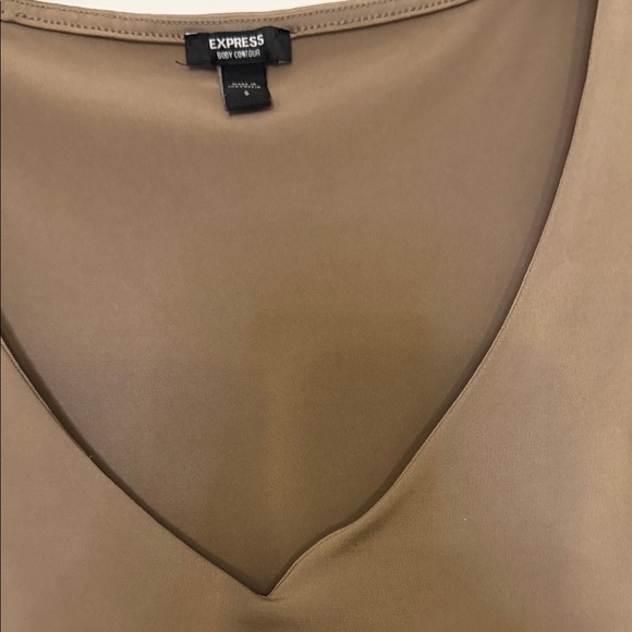 Express V-Neck Tan Bodysuit - Picture 2 of 5